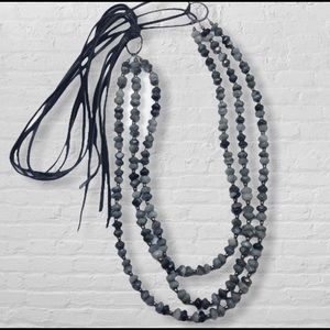 j forks 3 Strand Stones on Leather Cord